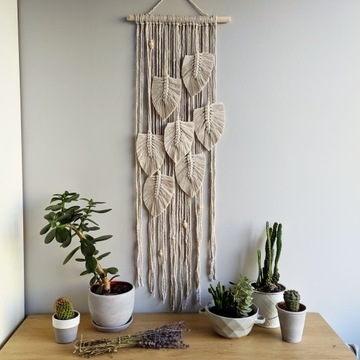 ловец снов желтое украшение макраме листья перья