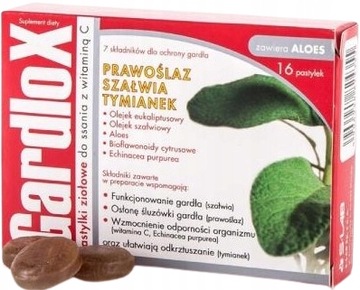 GARDLOX 16 pastylek do ssania Ziołowe zawiera ALOES