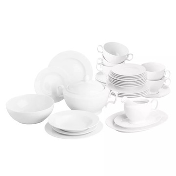 Serwis obiadowy klasyczny porcelana dla 6 osób MariaPaula Biała 35 el.