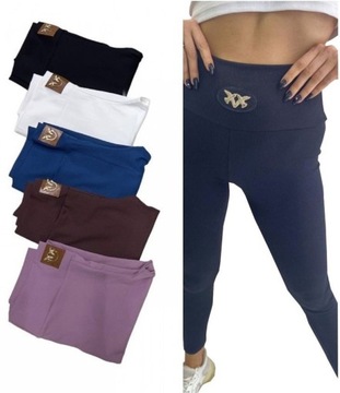 LEGGINSY ZŁOTE JASKÓŁKI PRĄŻKOWANE GETRY PTASZKI FITNESS PIMKO PRĄŻEK U