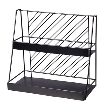 PÓŁKA NA KOSMETYKI METALOWA DWUPOZIOMOWA LOFT CZARNA DO ŁAZIENKI POKOJU