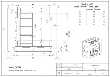 Детская двухъярусная кровать с ящиком MIMI DL 80х160 ЭКО