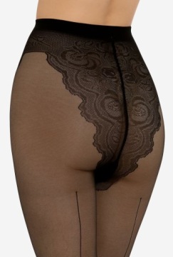 КРУЖЕВНЫЕ КОЛГОТКИ С ПОЛОСКОЙ CHIARA 20 DEN 3-M NERO
