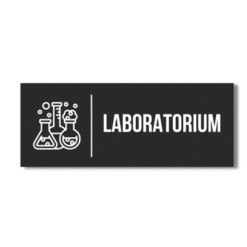 SZYLD TABLICA CZARNA MATOWA LABORATORIUM 20x10CM PIKTOGRAM NAPIS BIAŁY