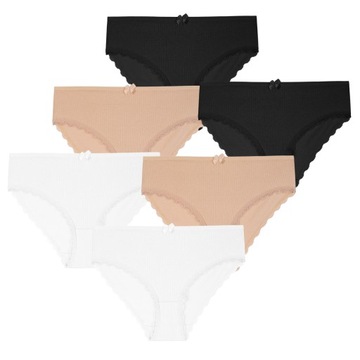 6x Figi Majtki Damskie Prążkowane Bikini Bawełniane Koronkowe MORAJ S