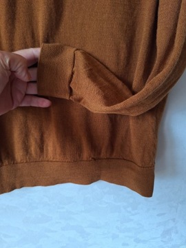 Beżowy sweter golf H&M L merino wełniany brązowy męski klasyczny kapsułowy