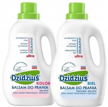 ZESTAW BALSAMÓW DO PRANIA DZIDZIUŚ KOLOR I BIEL 2X 1,5L ODZIEŻ NIEMOWLĘCA