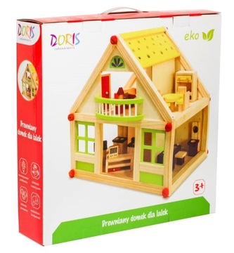 ДЕРЕВЯННЫЙ двухэтажный кукольный домик Дорис + МЕБЕЛЬ