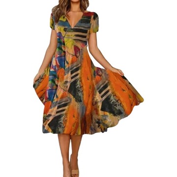 Stylowa sukienki damskie letnie midi z nadrukiem plażowym mini boho