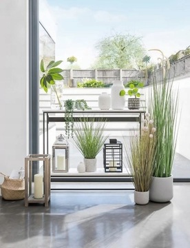 Зеленая искусственная трава в декоративном горшке, 40 см.