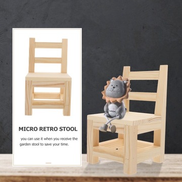 Мини-деревянный табурет в стиле ретро.