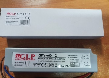 Zasilacz GPV 60W 12V DC 5A do oświetlenia led