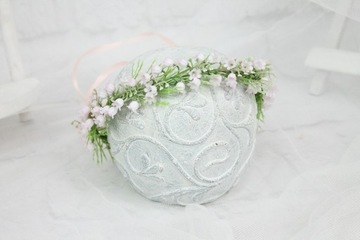 Wianek komunijny z konwalii pudrowy róż delikatny