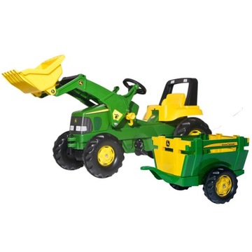 ПЕДАЛЬНЫЙ ТРАКТОР ROLLY TOYS С КОВШОМ И ПРИЦЕПОМ JUNIOR JOHN DEERE 3-8 ЛЕТ