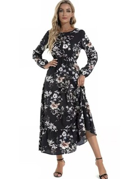 Autumn/New Floral Long Sleeve Dresses Round Neck H