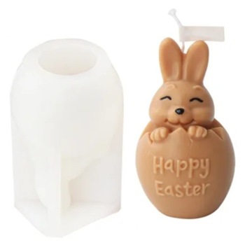 Forma silikonowa do ŚWIEC WOSKU MYDŁA ODLEWÓW KRÓLIK W JAJKU HAPPY EASTER