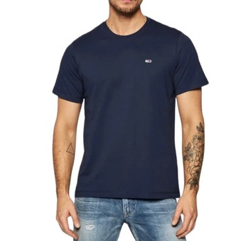 Tommy Hilfiger T-Shirt męski Classic DM0DM09598 Granatowy Regular Fit r M