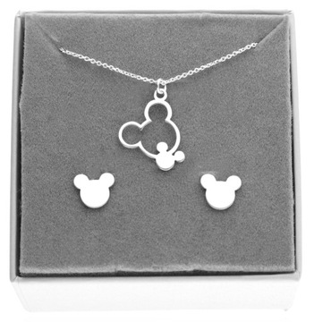 Komplet biżuterii srebrnej Myszka Miki Mickey srebro 925 40 cm