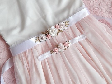 RÓŻANY pasek i opaska ZESTAW