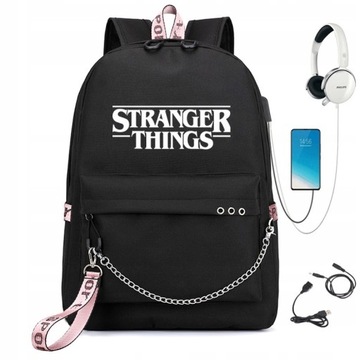 PLECAK Stranger Things MŁODZIEŻOWY SZKOLNY Z USB