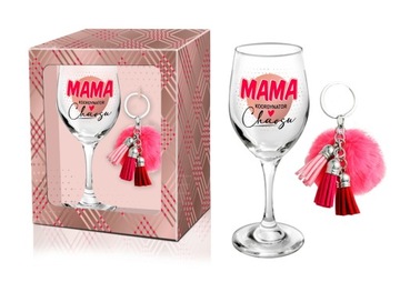 Zestaw kieliszek pompon Mama koordynator Prezent na Dzień Mamy Matki