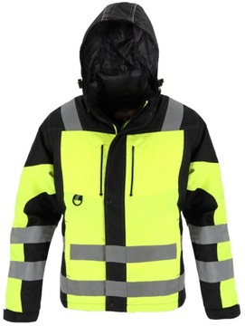 KURTKA ROBOCZA ZIMOWA OCIEPLANA ODBLASKOWA Z KAPTUREM WODOODPORNA BHP XL