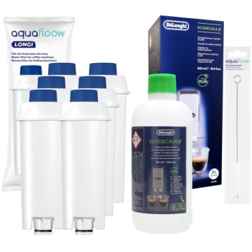 6 x filtr AquaFloow pro kávovar Delonghi odvápňovač Delonghi vytěrák