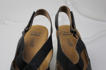 CLARKS SANDAŁY NA KOTURNIE SKÓRA R.39