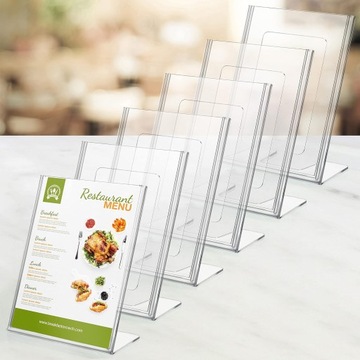 Stojak na Menu Ulotki A6 Przezroczysty Akrylowy 6szt.