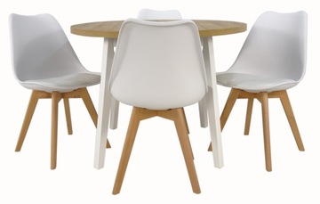 MAŁY okrągły stół kuchenny + 4 krzesła z poduszką