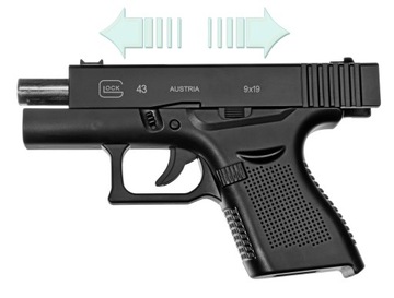 ПИСТОЛЕТ С МЕТАЛЛИЧЕСКОЙ ПРУЖИНОЙ С ГЛУШИТЕЛЕМ GLOCK 43 ГЛУШИТЕЛЬ 6 ММ ASG