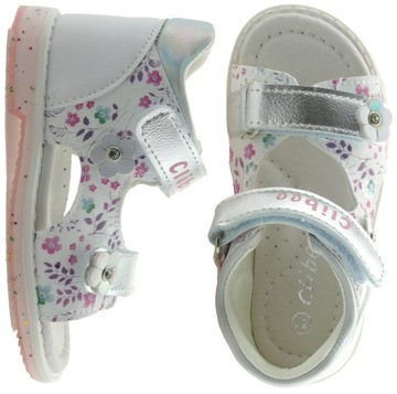 SANDAŁY DZIEWCZĘCE BUTY DZIECIĘCE SANDAŁKI NA RZEPY WKŁ. SKÓRA R. 24