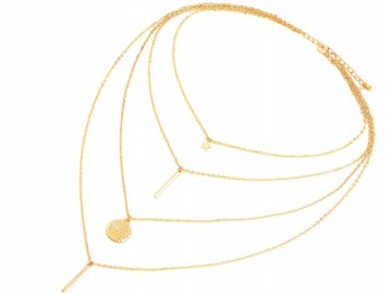 Золотое колье MULTI-цепочка со звездочкой 4в1
