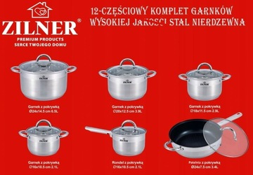 набор кастрюль, стальные кастрюли, 12 шт.