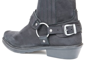 Kowbojki Buty Motocyklowe Skórzane Chopper Czarne Matowe - 41