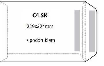 Koperta C4 biała samoklejąca SK z poddrukiem 50szt