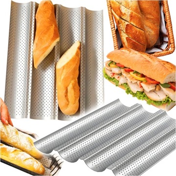 FORMA DO PIECZENIA BLACHA FOREMKA DO CHLEBA BAGIETEK PROSTOKĄTNA METALOWA