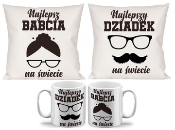 2 ZESTAWY PODUSZKA + KUBEK NA DZIEŃ BABCI I DZIADKA PREZENT