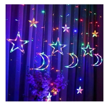 KURTYNA ŚWIETLNA LED Księżyce Gwiazdy lampki choinkowe multicolor 3,5m