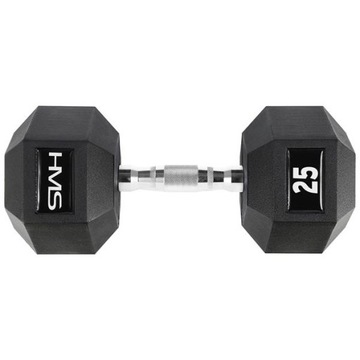 HEX hantla heksagonalna STALOWA ogumowana 25kg HMS hantel treningowy