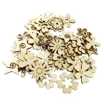 50x Drewniany Kwiat Kształt Decor Craft Scrap