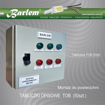 Tabliczki opisowe BARLEM TOB 50x9 mm (50 szt.) - montaż do powierzchni