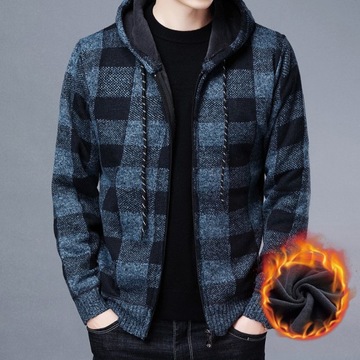 Winter 2022 New Men's Fleece Thickened Cardigan Kn