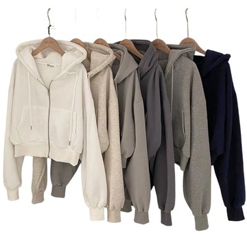 Slouchy loose hooded sweatshirt jacket women's aut