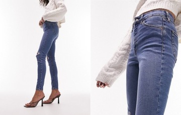 Topshop Jamie Niebieskie jeansy z dziurami 25/32