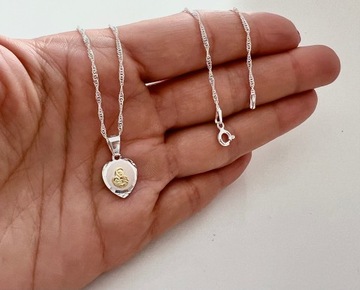 СЕРЕБРЯНАЯ ЦЕПЬ И МЕДАЛЬ СЕРДЦЕ БОЖИЕЙ МАТЕРИ 50 СМ