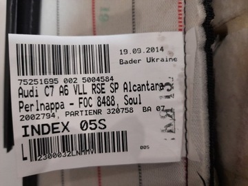 AUDI A6 A7 C7 4G PODPORA SEDADLA ŘIDIČE ALCANTARA