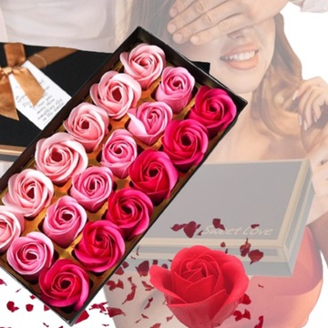 BUKIET RÓŻ MYDEŁKO FLOWER BOX NA ŚWIĘTA PREZENT ZESTAW W PUDEŁKU KOKARDA 18