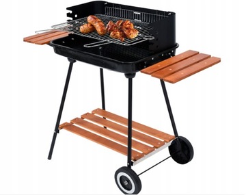 DUŻY GRILL OGRODOWY WĘGLOWY Z PÓŁKAMI 53 CM ZESTAW