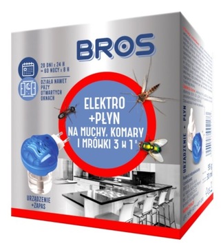 BROS ELEKTRO + PŁYN 3w1 na KOMARY MUCHY MRÓWKI